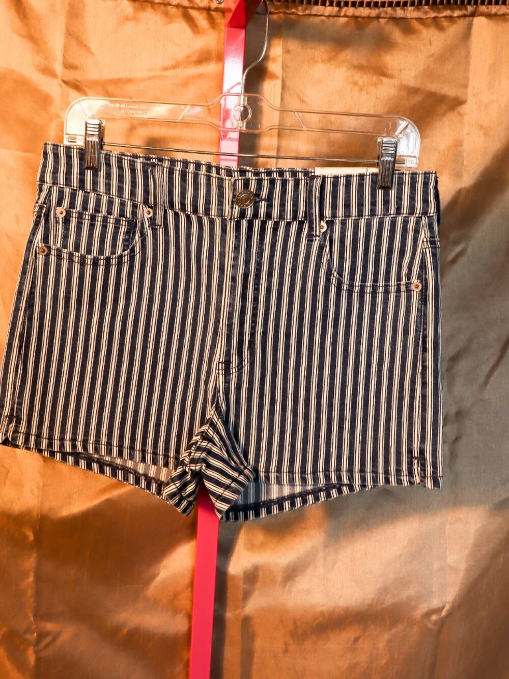 American Eagle Hi Rise Shortie Striped Shorts -  NWTs Size 12 Blue